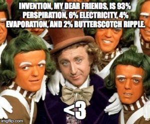 Invention, my dear friends, is 93% perspiration, 6% electricity, 4% evaporation, and 2% butterscotch ripple.