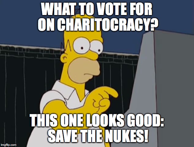 What to vote for on Charitocracy? This one looks good: Save the Nukes!