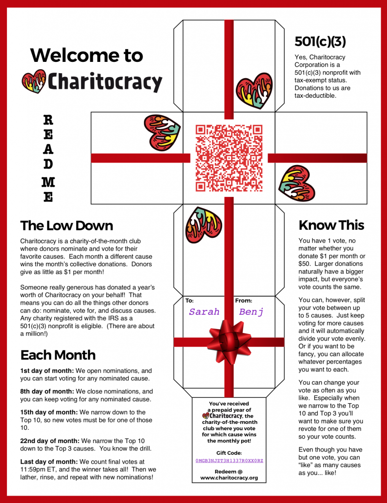 Charitocracy Gift Box and ReadMe