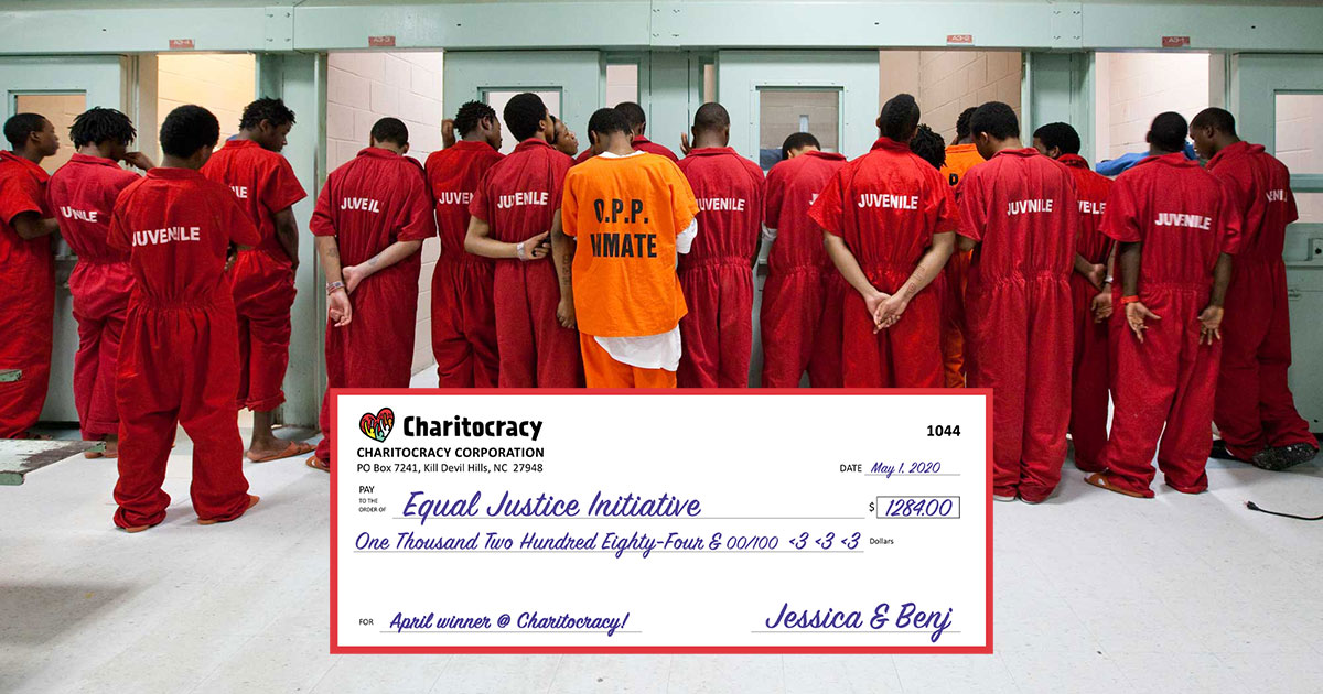 Charitocracy's 44th check to April winner Equal Justice Initiative for $1284