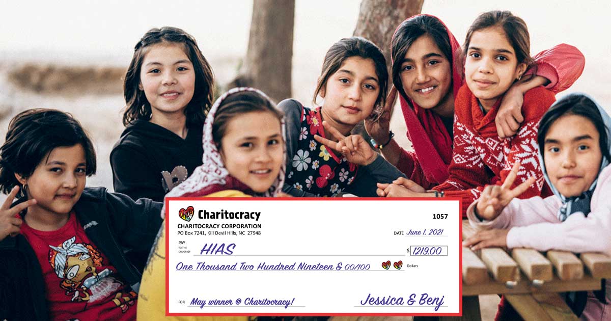 Charitocracy's 57th check to May winner HIAS for $1219